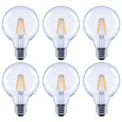 40-Watt Equivalent G25 Globe Dimmable Clear Glass Filament Vintage E26 Medium Base Cool White LED Light Bulb (6-Pack) by EcoSmart