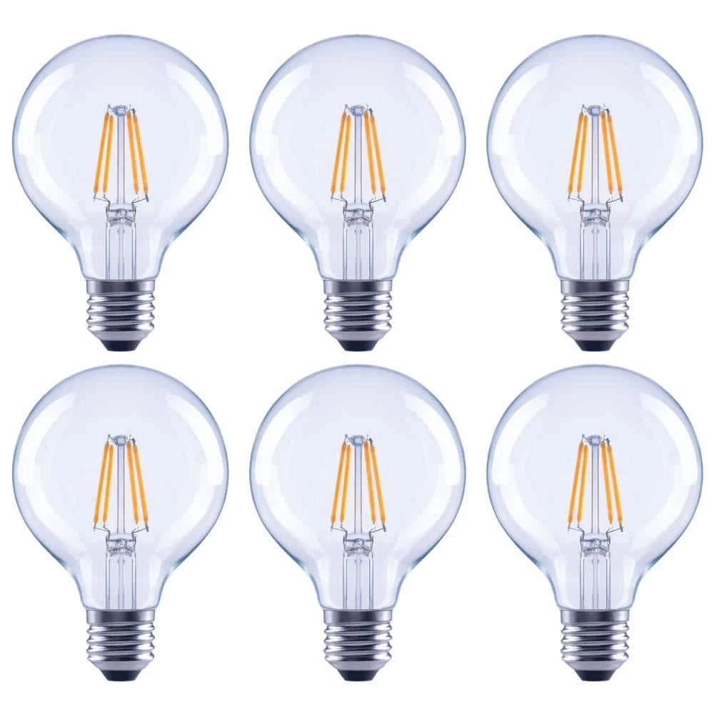 40-Watt Equivalent G25 Globe Dimmable Clear Glass Filament Vintage E26 Medium Base Cool White LED Light Bulb (6-Pack) by EcoSmart 3 40-Watt Equivalent G25 Globe Dimmable Clear Glass Filament Vintage E26 Medium Base Cool White LED Light Bulb (6-Pack) by EcoSmart