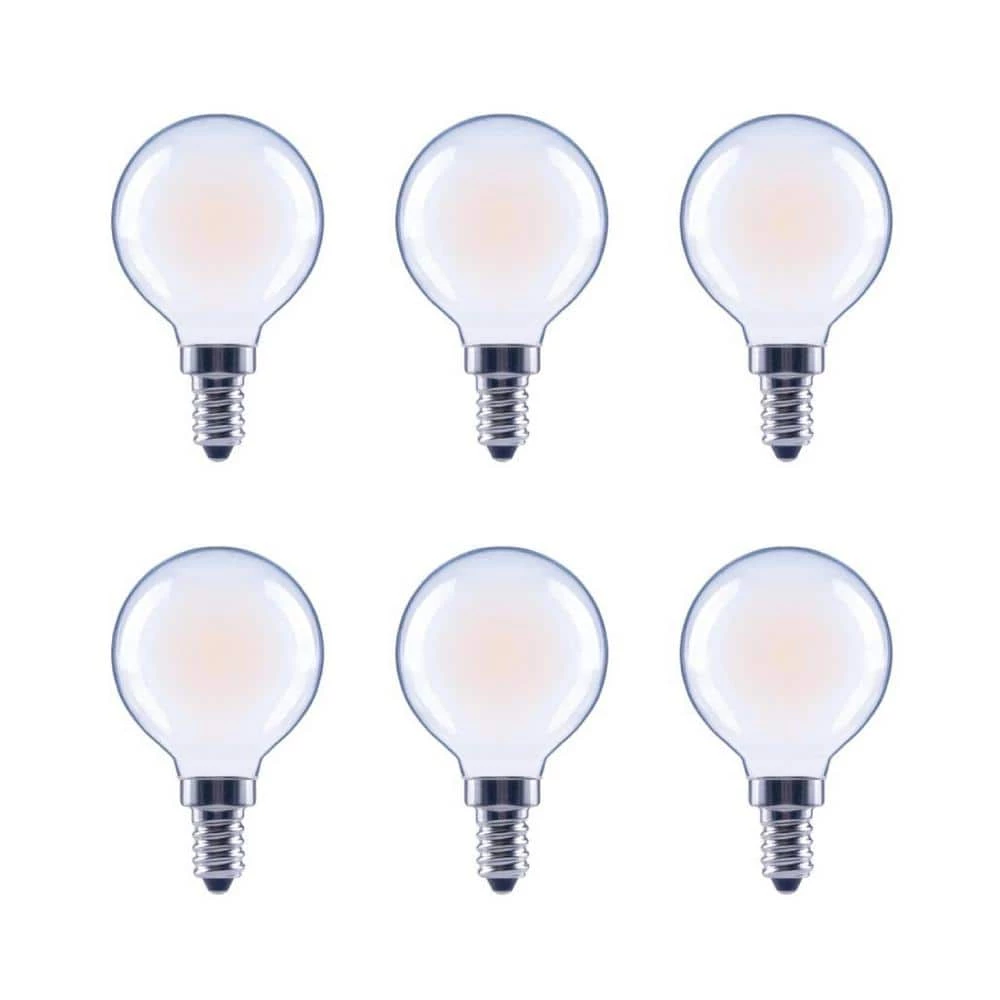 40-Watt Equivalent G16.5 Globe Dimmable Frosted Glass Filament E12 Candelabra Base Soft White LED Light Bulb (6-Pack) by EcoSmart 3 40-Watt Equivalent G16.5 Globe Dimmable Frosted Glass Filament E12 Candelabra Base Soft White LED Light Bulb (6-Pack) by EcoSmart