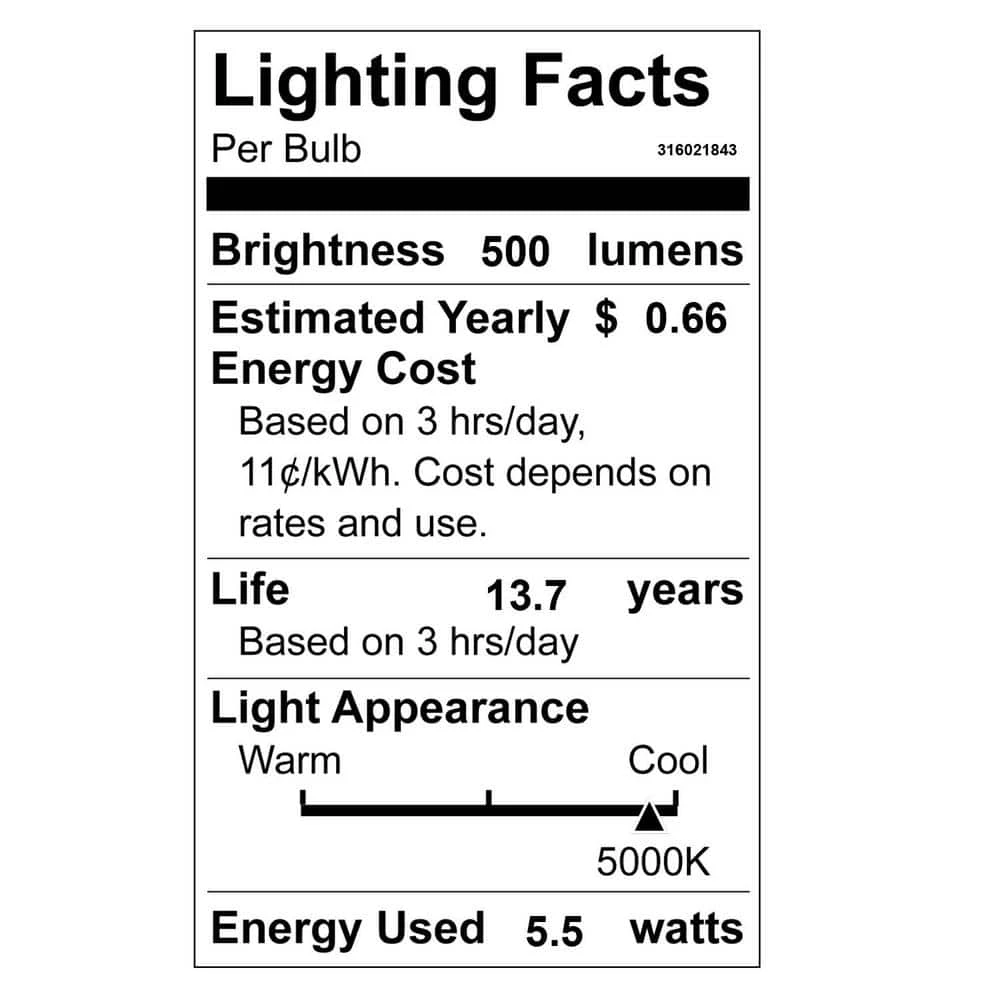 60-Watt Equivalent B11 Dimmable E12 Candelabra Flame Bent Tip Clear Glass LED Vintage Edison Light Bulb Daylight(3-Pack) by EcoSmart 6 60-Watt Equivalent B11 Dimmable E12 Candelabra Flame Bent Tip Clear Glass LED Vintage Edison Light Bulb Daylight(3-Pack) by EcoSmart - Image 4