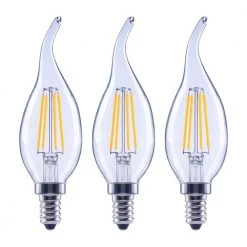 60-Watt Equivalent B11 Dimmable E12 Candelabra Flame Bent Tip Clear Glass LED Vintage Edison Light Bulb Daylight(3-Pack) by EcoSmart