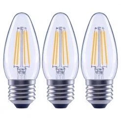 60- -Watt Equivalent B11 Dimmable Blunt Tip Candle Clear Glass Edison Filament LED Light Bulb Soft White (3-Pack) by EcoSmart