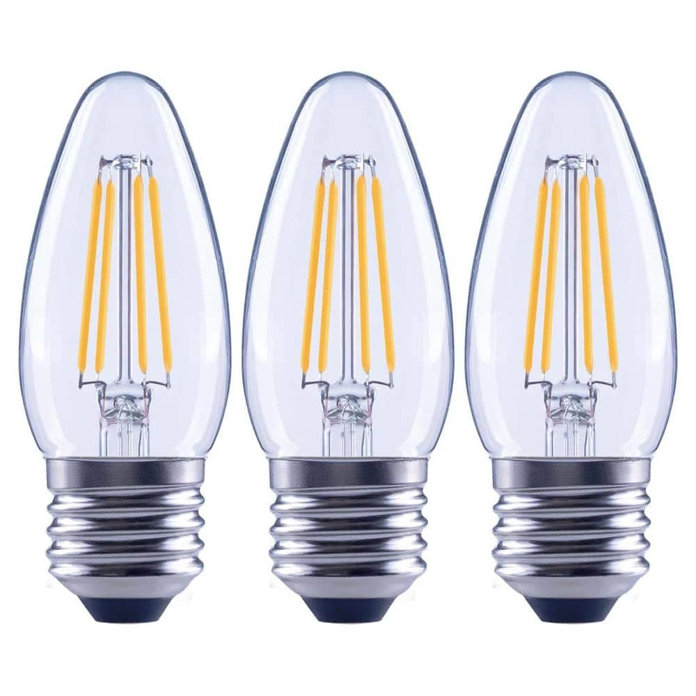 60- -Watt Equivalent B11 Dimmable Blunt Tip Candle Clear Glass Edison Filament LED Light Bulb Soft White (3-Pack) by EcoSmart 3 60- -Watt Equivalent B11 Dimmable Blunt Tip Candle Clear Glass Edison Filament LED Light Bulb Soft White (3-Pack) by EcoSmart