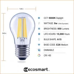 100-Watt Equivalent A15 Dimmable Appliance Fan Clear Glass Filament LED Vintage Edison Light Bulb Daylight (3-Pack) by EcoSmart -EcoSmart Sales ecosmart led light bulbs fg 04205 c3 1000