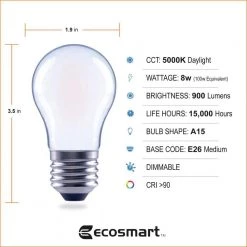 100- -Watt Equivalent A15 Dimmable Appliance Fan Frosted Glass Edison Filament LED Light Bulb Daylight (3-Pack) by EcoSmart -EcoSmart Sales ecosmart led light bulbs fg 04208 c3 1000