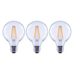 100-Watt Equivalent G25 Dimmable Globe Clear Glass Filament LED Vintage Edison Light Bulb Daylight (3-Pack) by EcoSmart