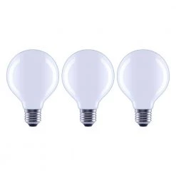 100-Watt Equivalent G25 Dimmable Globe Frosted Glass Filament LED Vintage Edison Light Bulb Daylight (3-Pack) by EcoSmart