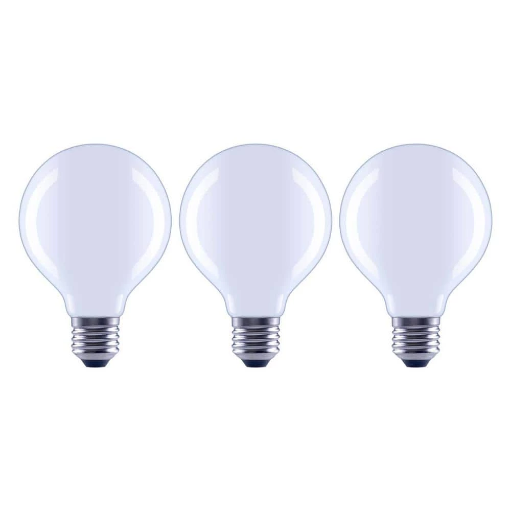 100-Watt Equivalent G25 Dimmable Globe Frosted Glass Filament LED Vintage Edison Light Bulb Daylight (3-Pack) by EcoSmart 3 100-Watt Equivalent G25 Dimmable Globe Frosted Glass Filament LED Vintage Edison Light Bulb Daylight (3-Pack) by EcoSmart