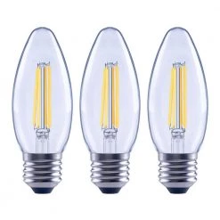 100-Watt Equivalent B13 Blunt Tip Dimmable Candle E26 Base Clear Glass LED Vintage Edison Light Bulb Soft White (3-Pack) by EcoSmart
