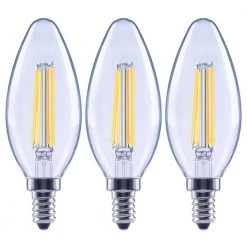 100-Watt Equivalent B13 Blunt Tip Dimmable E12 Candelabra Clear Glass LED Vintage Edison Light Bulb Bright White(3-Pack) by EcoSmart