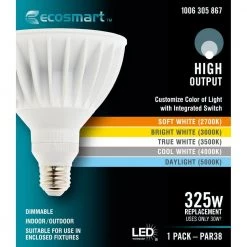 325-Watt Equivalent PAR38 Dimmable Flood LED Light Bulb with Selectable Color Temperature (1-pack) by EcoSmart 13 325-Watt Equivalent PAR38 Dimmable Flood LED Light Bulb with Selectable Color Temperature (1-pack) by EcoSmart -EcoSmart Sales ecosmart led light bulbs g130p385 c3 1000