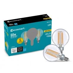60-Watt Equivalent G16.5 Dimmable ENERGY STAR CEC Filament LED Light Bulb Bright White (3-Pack) by EcoSmart -EcoSmart Sales ecosmart led light bulbs g16 5c6e12930z 4f 1000