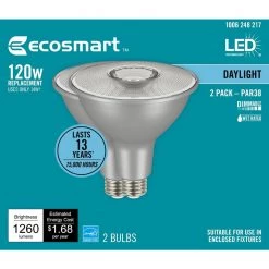 120-Watt Equivalent PAR38 Dimmable Flood LED Light Bulb Daylight (2-Pack) by EcoSmart 18 120-Watt Equivalent PAR38 Dimmable Flood LED Light Bulb Daylight (2-Pack) by EcoSmart -EcoSmart Sales glass like silver ecosmart led light bulbs a20pr38120wes52 44 1000
