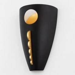 Ari 5.25 in. Gold Leaf/Black Wall Sconce by MITZI HUDSON VALLEY LIGHTING -EcoSmart Sales gold leaf black mitzi hudson valley lighting vanity lighting h378101 gl bk fa 1000