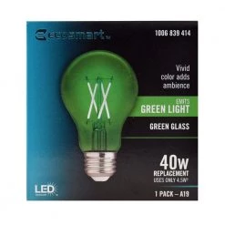 40-Watt Equivalent A19 Dimmable Filament Green Colored Glass LED Light Bulb (1-Pack) by EcoSmart -EcoSmart Sales green ecosmart colored light bulbs fg 04241 44 1000
