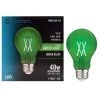 40-Watt Equivalent A19 Dimmable Filament Green Colored Glass LED Light Bulb (1-Pack) by EcoSmart 2 40-Watt Equivalent A19 Dimmable Filament Green Colored Glass LED Light Bulb (1-Pack) by EcoSmart -EcoSmart Sales green ecosmart colored light bulbs fg 04241 64 1000