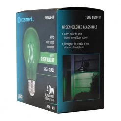 40-Watt Equivalent A19 Dimmable Filament Green Colored Glass LED Light Bulb (1-Pack) by EcoSmart -EcoSmart Sales green ecosmart colored light bulbs fg 04241 c3 1000