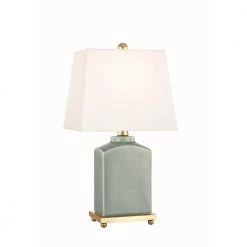 Brynn 17 in. High Jade Table Lamp with Off White Linen Shade by MITZI HUDSON VALLEY LIGHTING