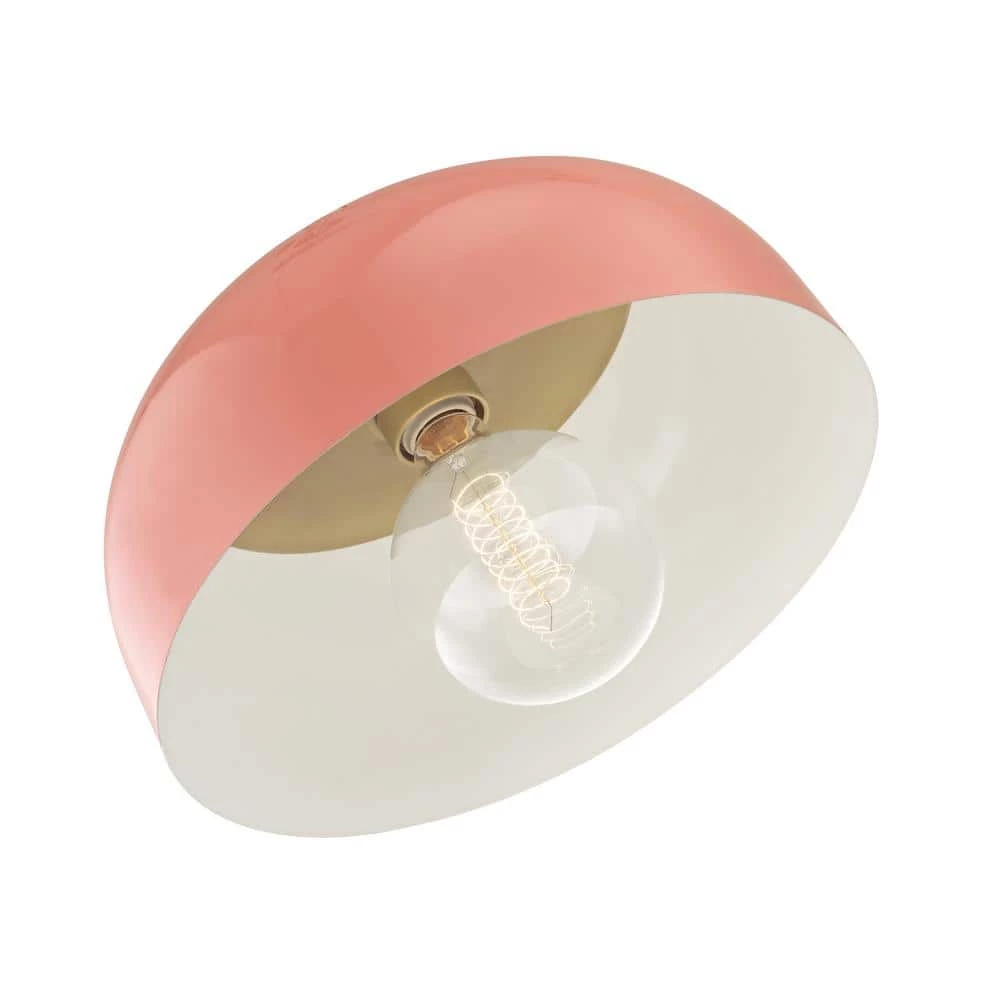 Avery 1-Light 11 in. W Aged Brass Semi-Flush Mount with Pink Metal Shade by MITZI HUDSON VALLEY LIGHTING 5 Avery 1-Light 11 in. W Aged Brass Semi-Flush Mount with Pink Metal Shade by MITZI HUDSON VALLEY LIGHTING - Image 3