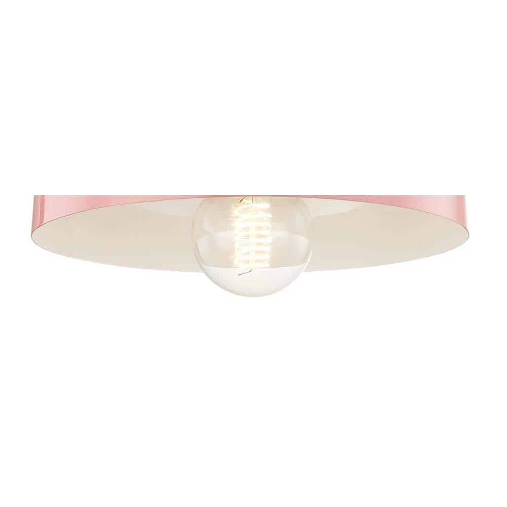 Avery 1-Light 11 in. W Aged Brass Semi-Flush Mount with Pink Metal Shade by MITZI HUDSON VALLEY LIGHTING 4 Avery 1-Light 11 in. W Aged Brass Semi-Flush Mount with Pink Metal Shade by MITZI HUDSON VALLEY LIGHTING - Image 2