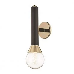 Via 1-Light Polished Brass Wall Sconce with Black Accents by MITZI HUDSON VALLEY LIGHTING