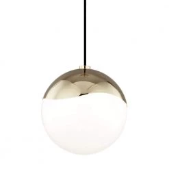 Ella 1-Light Polished Brass Large Pendant with Opal Glossy Glass by MITZI HUDSON VALLEY LIGHTING
