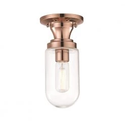 Clara 1-Light Polished Copper Semi-Flush Mount with Clear Glass by MITZI HUDSON VALLEY LIGHTING