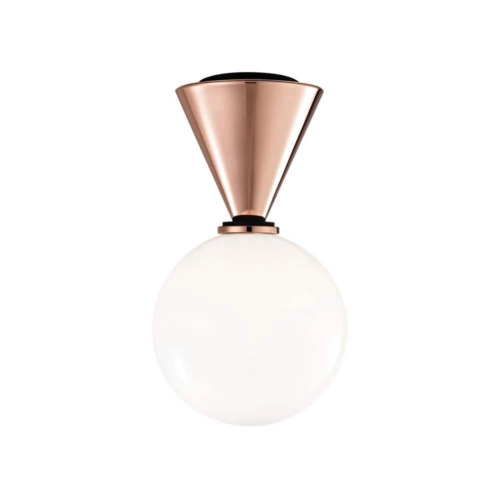 Piper 1-Light Polished Copper Small LED Flush Mount with Opal Glossy Glass and Black Accents by MITZI HUDSON VALLEY LIGHTING 3 Piper 1-Light Polished Copper Small LED Flush Mount with Opal Glossy Glass and Black Accents by MITZI HUDSON VALLEY LIGHTING