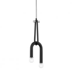 Whit 2-Light Polished Nickel and Black Pendant with Glass Shade by MITZI HUDSON VALLEY LIGHTING