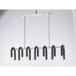 Whit 14-Light Polished Nickel and Black Island Pendant with Glass Shade by MITZI HUDSON VALLEY LIGHTING -EcoSmart Sales polished nickel black mitzi hudson valley lighting chandeliers h382914 pn bk 1f 1000
