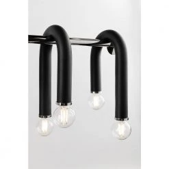 Whit 14-Light Polished Nickel and Black Island Pendant with Glass Shade by MITZI HUDSON VALLEY LIGHTING -EcoSmart Sales polished nickel black mitzi hudson valley lighting chandeliers h382914 pn bk 4f 1000