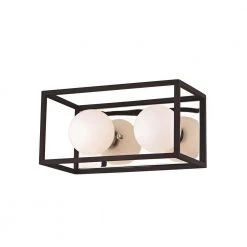 Aira 2-Light Polished Nickel 10 in. W LED Bath Light with Opal Etched Glass and Black Accents by MITZI HUDSON VALLEY LIGHTING