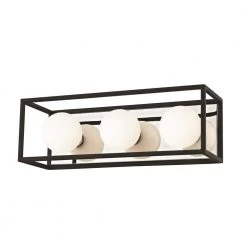 Aira 3-Light Polished Nickel 15 in. WLED Bath Light with Opal Etched Glass and Black Accents by MITZI HUDSON VALLEY LIGHTING