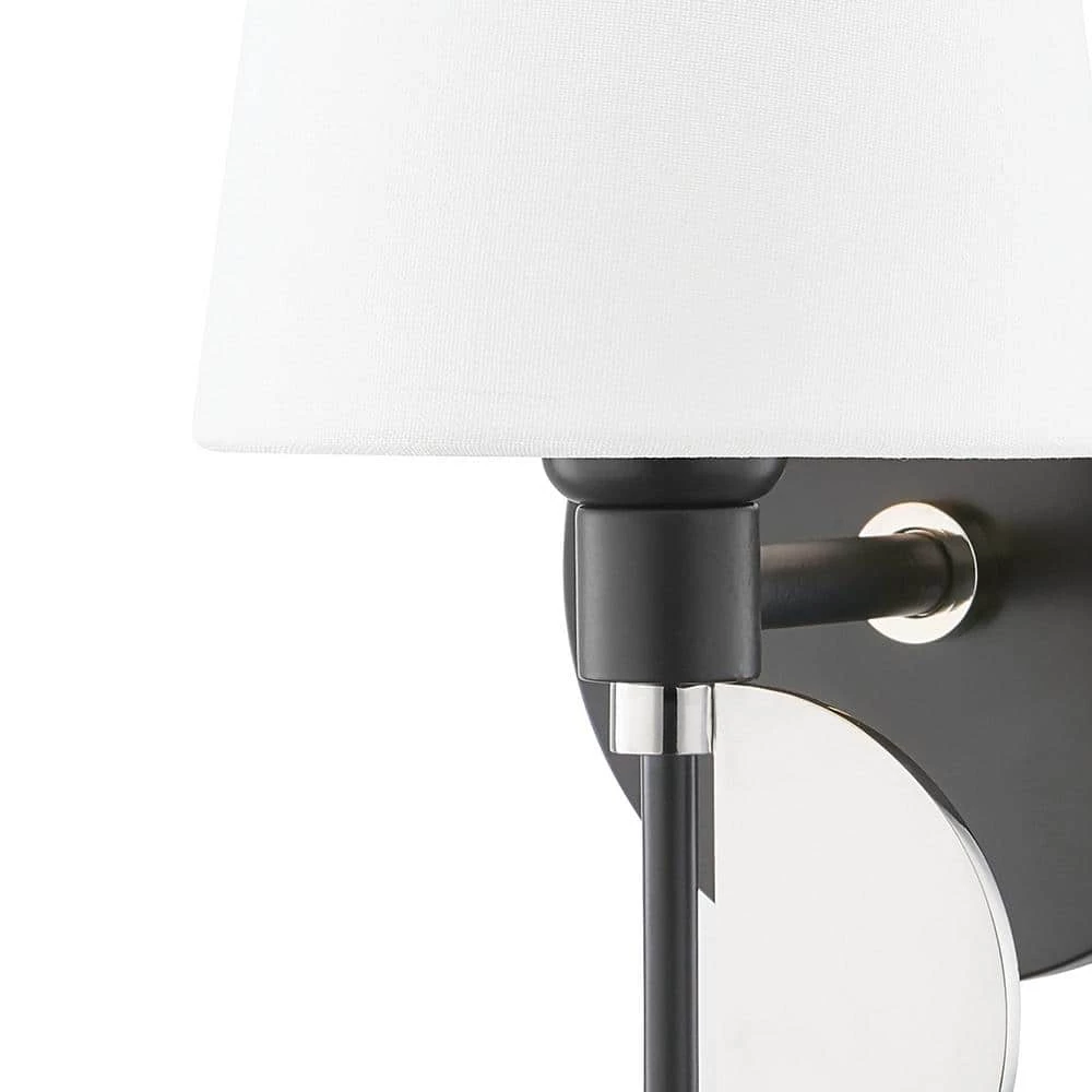 Phoenix 1-Light White Polished Nickel and Black Wall Sconce by MITZI HUDSON VALLEY LIGHTING 5 Phoenix 1-Light White Polished Nickel and Black Wall Sconce by MITZI HUDSON VALLEY LIGHTING - Image 3