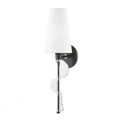 Phoenix 1-Light White Polished Nickel and Black Wall Sconce by MITZI HUDSON VALLEY LIGHTING