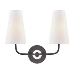 Merri 2-Light Polished Nickel/Black Wall Sconce by MITZI HUDSON VALLEY LIGHTING
