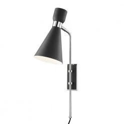 Willa 1-Light Polished Nickel/Black Wall Sconce by MITZI HUDSON VALLEY LIGHTING