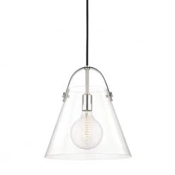 Karin 1-Light Polished Nickel Large Pendant with Clear Glass by MITZI HUDSON VALLEY LIGHTING