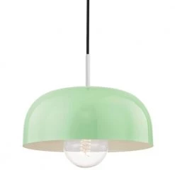 Avery 1-Light 14 in. W Polished Nickel Pendant with Mint Metal Shade by MITZI HUDSON VALLEY LIGHTING