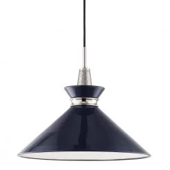 Kiki 1-Light 18 in. W Polished Nickel Pendant with Navy Shade by MITZI HUDSON VALLEY LIGHTING