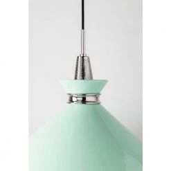Kiki 1-Light 14 in. W Polished Nickel Pendant with Mint Shade by MITZI HUDSON VALLEY LIGHTING -EcoSmart Sales polished nickel mitzi hudson valley lighting chandeliers h251701s pn mnt 1f 1000