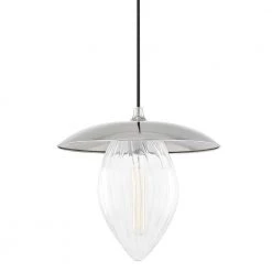 Lana 1-Light Polished Nickel Large Pendant with Glass Shade by MITZI HUDSON VALLEY LIGHTING