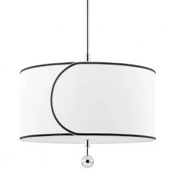 Zara 3-Light Polished Nickel Geometric Pendant with Fabric Shade by MITZI HUDSON VALLEY LIGHTING