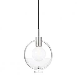 Ringo 1-Light Polished Nickel Pendant with Glass Shade by MITZI HUDSON VALLEY LIGHTING