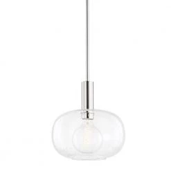 Harlow 1-Light Polished Nickel Pendant with Glass Shade by MITZI HUDSON VALLEY LIGHTING