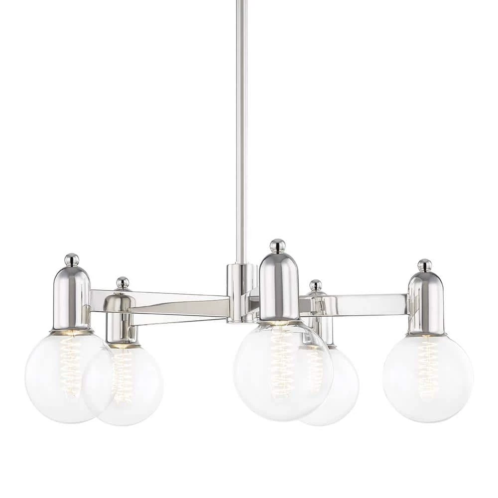 Bryce 5-Light Polished Nickel Geometric Chandelier by MITZI HUDSON VALLEY LIGHTING 3 Bryce 5-Light Polished Nickel Geometric Chandelier by MITZI HUDSON VALLEY LIGHTING