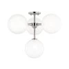 Ashleigh 4-Light Polished Nickel LED Semi-Flush Mount with Clear Glass Outside Etched Glass Inside by MITZI HUDSON VALLEY LIGHTING