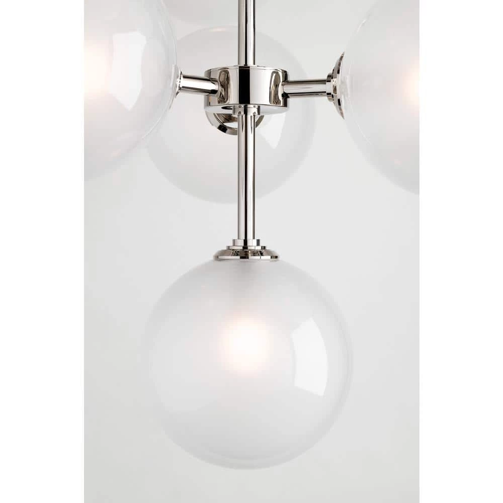 Ashleigh 4-Light Polished Nickel LED Semi-Flush Mount with Clear Glass Outside Etched Glass Inside by MITZI HUDSON VALLEY LIGHTING 4 Ashleigh 4-Light Polished Nickel LED Semi-Flush Mount with Clear Glass Outside Etched Glass Inside by MITZI HUDSON VALLEY LIGHTING - Image 2