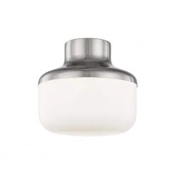 Livvy 1-Light Polished Nickel 9 in. W Flush Mount with Opal Glossy Glass by MITZI HUDSON VALLEY LIGHTING