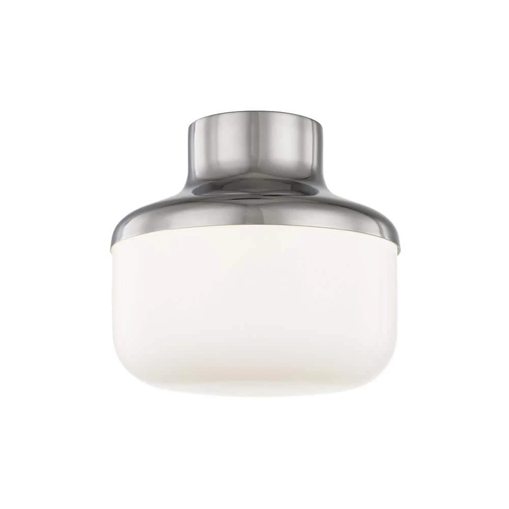 Livvy 1-Light Polished Nickel 9 in. W Flush Mount with Opal Glossy Glass by MITZI HUDSON VALLEY LIGHTING 3 Livvy 1-Light Polished Nickel 9 in. W Flush Mount with Opal Glossy Glass by MITZI HUDSON VALLEY LIGHTING